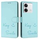 For Redmi Note 13 5G Global Smile Embossing RFID Leather Phone Case(Mint Green) - 3