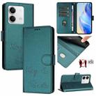 For Redmi Note 13 5G Global Smile Embossing RFID Leather Phone Case(Peacock Green) - 1