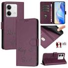 For Redmi Note 13 5G Global Smile Embossing RFID Leather Phone Case(Violet) - 1