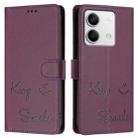 For Redmi Note 13 5G Global Smile Embossing RFID Leather Phone Case(Violet) - 3