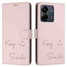 For Redmi 13C 4G Smile Embossing RFID Leather Phone Case(Pink) - 3