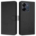 For Redmi 13C 4G Smile Embossing RFID Leather Phone Case(Black) - 3