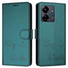 For Redmi 13C 4G Smile Embossing RFID Leather Phone Case(Peacock Green) - 3