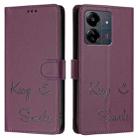 For Redmi 13C 4G Smile Embossing RFID Leather Phone Case(Violet) - 3