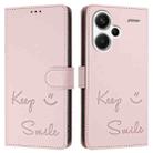 For Redmi Note 13 Pro+ Global Smile Embossing RFID Leather Phone Case(Pink) - 3