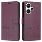 For Redmi Note 13 Pro+ Global Smile Embossing RFID Leather Phone Case(Violet) - 3