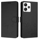 For Redmi 12 4G Global / India Smile Embossing RFID Leather Phone Case(Black) - 3