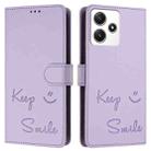 For Redmi 12 4G Global / India Smile Embossing RFID Leather Phone Case(Light Purple) - 3