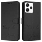 For Redmi 12 5G Global / India Smile Embossing RFID Leather Phone Case(Black) - 3