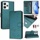 For Redmi 12 5G Global / India Smile Embossing RFID Leather Phone Case(Peacock Green) - 1