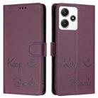 For Redmi 12 5G Global / India Smile Embossing RFID Leather Phone Case(Violet) - 3