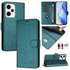 For Redmi Note 11T Pro+ / 12T Pro Smile Embossing RFID Leather Phone Case(Peacock Green) - 1