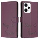 For Redmi K50i Smile Embossing RFID Leather Phone Case(Violet) - 3