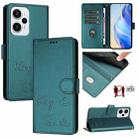 For Redmi Note 12 Turbo Smile Embossing RFID Leather Phone Case(Peacock Green) - 1