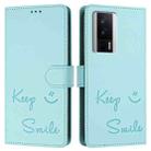 For Redmi K60 / K60 Pro Smile Embossing RFID Leather Phone Case(Mint Green) - 3