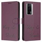 For Redmi K60 / K60 Pro Smile Embossing RFID Leather Phone Case(Violet) - 3