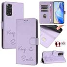 For Redmi Note 12S 4G Smile Embossing RFID Leather Phone Case(Light Purple) - 1