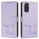 For Redmi Note 12S 4G Smile Embossing RFID Leather Phone Case(Light Purple) - 3