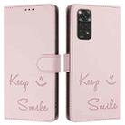 For Redmi Note 11S / Note 11 Global Smile Embossing RFID Leather Phone Case(Pink) - 3