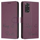 For Redmi Note 11S / Note 11 Global Smile Embossing RFID Leather Phone Case(Violet) - 3