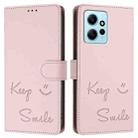 For Redmi Note 12 4G Global Smile Embossing RFID Leather Phone Case(Pink) - 3