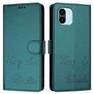 For Redmi A1 / A2 Smile Embossing RFID Leather Phone Case(Peacock Green) - 3