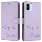 For Redmi A1 / A2 Smile Embossing RFID Leather Phone Case(Light Purple) - 3