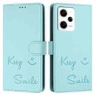 For Redmi Note 12 Pro+ 5G Global / India Smile Embossing RFID Leather Phone Case(Mint Green) - 3