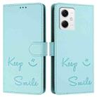 For Redmi Note 12 5G Global / India Smile Embossing RFID Leather Phone Case(Mint Green) - 3