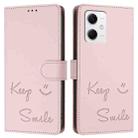 For Redmi Note 12 5G Global / India Smile Embossing RFID Leather Phone Case(Pink) - 3