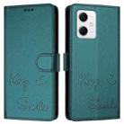 For Redmi Note 12 5G Global / India Smile Embossing RFID Leather Phone Case(Peacock Green) - 3