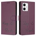 For Redmi Note 12 5G Global / India Smile Embossing RFID Leather Phone Case(Violet) - 3