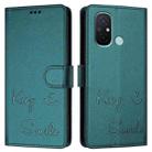 For Redmi 12C / 11A Smile Embossing RFID Leather Phone Case(Peacock Green) - 3