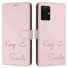 For Redmi 10 Prime+ 5G India Smile Embossing RFID Leather Phone Case(Pink) - 3