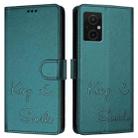 For Redmi Note 11R / Note 11E Smile Embossing RFID Leather Phone Case(Peacock Green) - 3