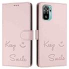 For Redmi Note 10 4G / Note 10S Smile Embossing RFID Leather Phone Case(Pink) - 3