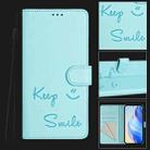 For Redmi Note 11 SE India Smile Embossing RFID Leather Phone Case(Mint Green) - 2