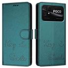 For Redmi 10C / Redmi 10 2022 India Smile Embossing RFID Leather Phone Case(Peacock Green) - 3