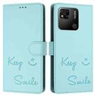 For Redmi 10A / 9C Smile Embossing RFID Leather Phone Case(Mint Green) - 3