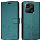 For Redmi 10A / 9C Smile Embossing RFID Leather Phone Case(Peacock Green) - 3