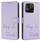 For Redmi 10A / 9C Smile Embossing RFID Leather Phone Case(Light Purple) - 3