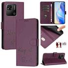 For Redmi 10A / 9C Smile Embossing RFID Leather Phone Case(Violet) - 1