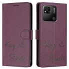 For Redmi 10A / 9C Smile Embossing RFID Leather Phone Case(Violet) - 3