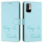 For Redmi Note 10 5G / Note 10T 5G Smile Embossing RFID Leather Phone Case(Mint Green) - 3