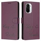 For Redmi K40 / K40 Pro Smile Embossing RFID Leather Phone Case(Violet) - 3