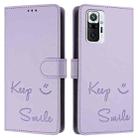 For Redmi Note 10 Pro / Note 10 Pro Max Smile Embossing RFID Leather Phone Case(Light Purple) - 3