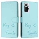 For Redmi Note 10 Pro India Smile Embossing RFID Leather Phone Case(Mint Green) - 3