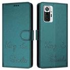 For Redmi Note 10 Pro India Smile Embossing RFID Leather Phone Case(Peacock Green) - 3