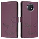 For Redmi Note 9T Global Smile Embossing RFID Leather Phone Case(Violet) - 3