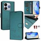 For Redmi Note 14 5G Smile Embossing RFID Leather Phone Case(Peacock Green) - 1